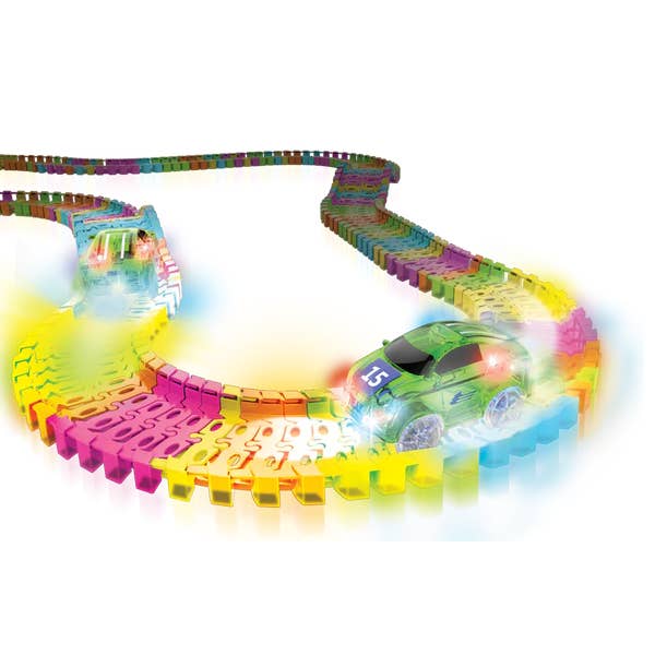 Mindscope Products - Venta al por mayor Coches/camiones de juguete - Niños - Auto verde Mindscope Neon Glow Twister Tracks 221 (11 pies)