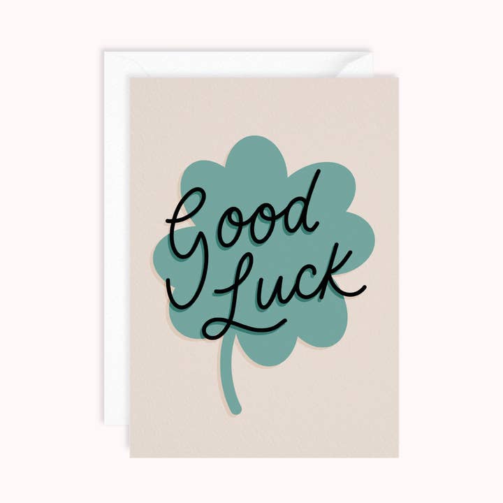 Buena suerte | Tarjeta de felicitación para un nuevo trabajo | Lucky Clover para venta al por mayor de Dani White Design