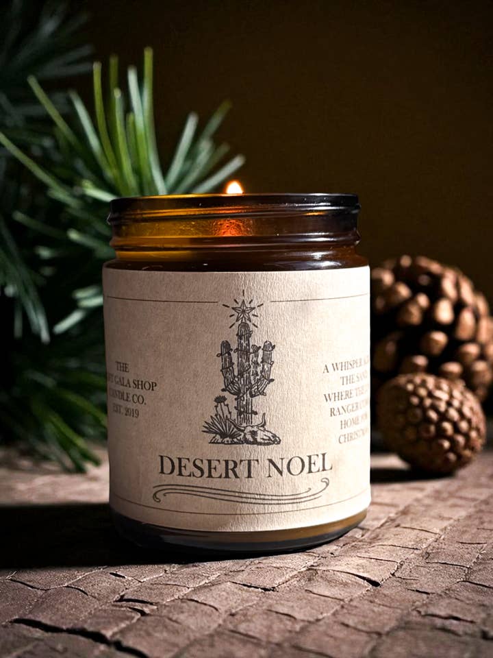 "Desert Noel” Western Soy Candles | Rustic Holiday Candles for wholesale by The Gift Gala Shop Candle Co.