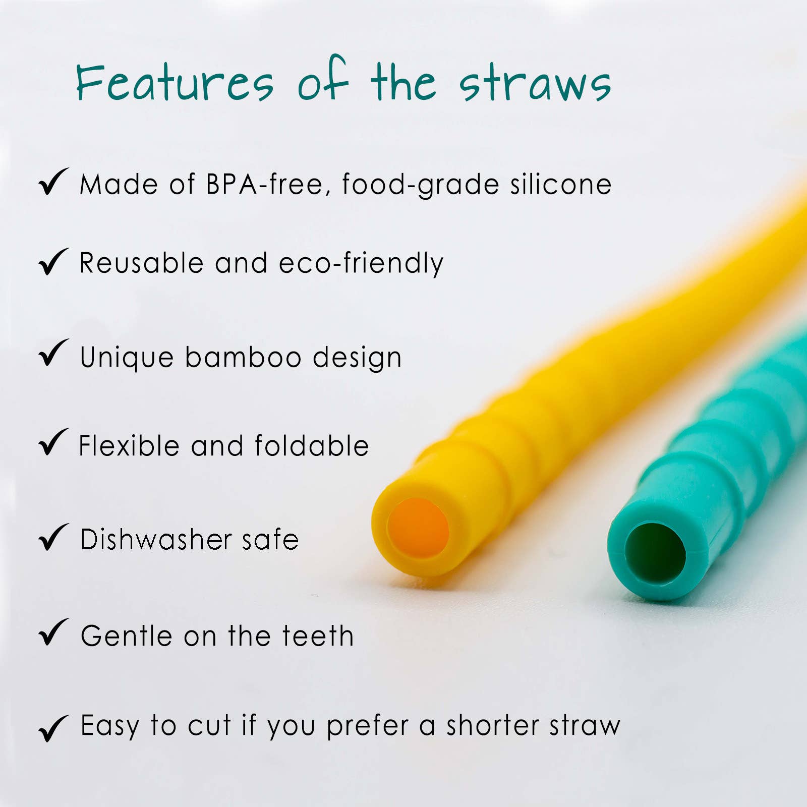 deleco – wholesale Drinking straw – Stylish Silicone Straw & Matching Cleaner - range of colours4