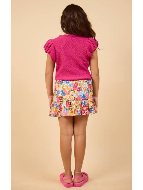 Sadie & Sage - Wholesale Knit Sweater - Kids - Tween Pearl Ruffle Cap Slv Sweater : BERRY6