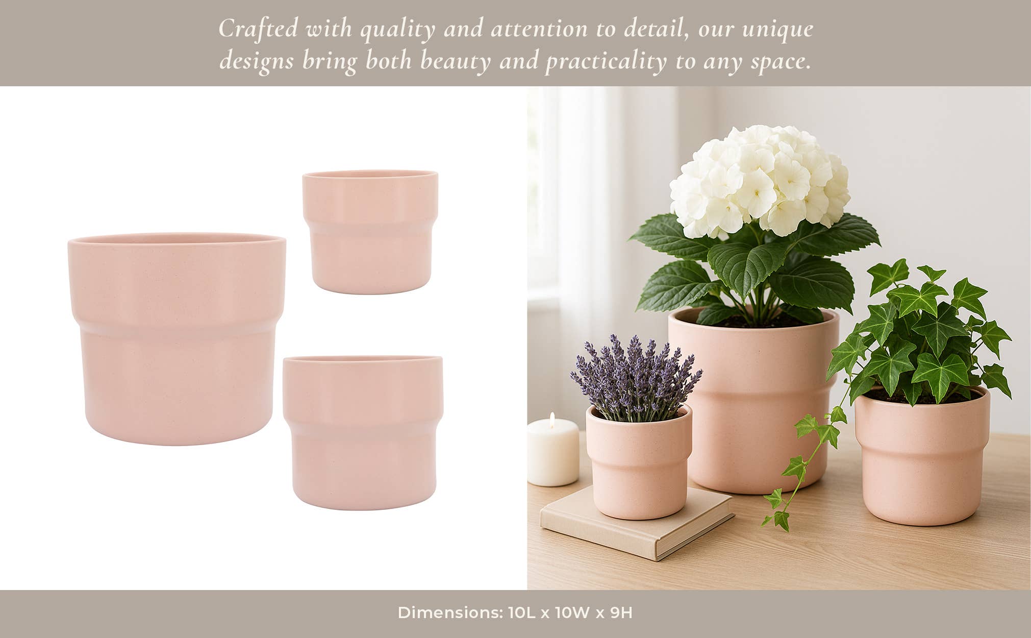 Sagebrook Home - Wholesale Plant Pot - Planters Set of 3 - Pink Ceramic Round Mushroom, 7/9/10 in.12