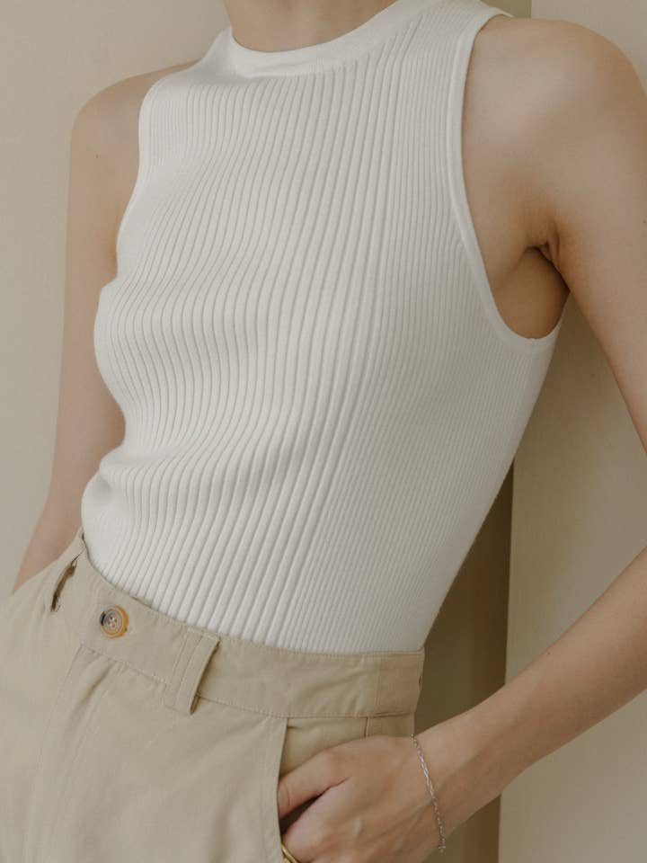 The Brielle Top | Camiseta sin mangas de punto acanalado para venta al por mayor de MOD REF