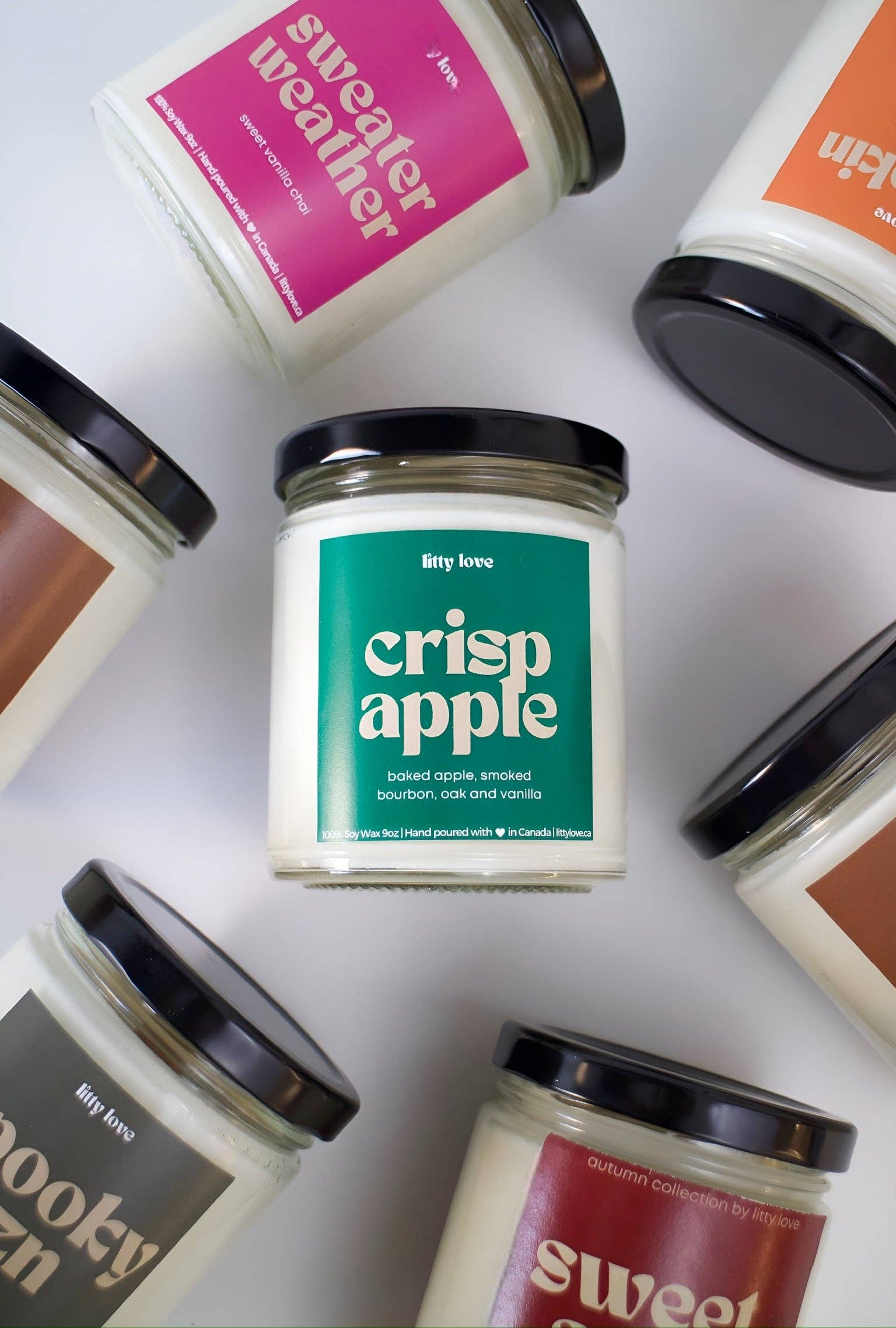 litty love - Wholesale Jar/Filled Candle - Crisp Apple 9oz1