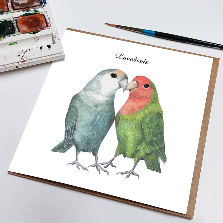 Lovebirds Anniversary Wedding or Engagement Card for wholesale by Rebecca Christian