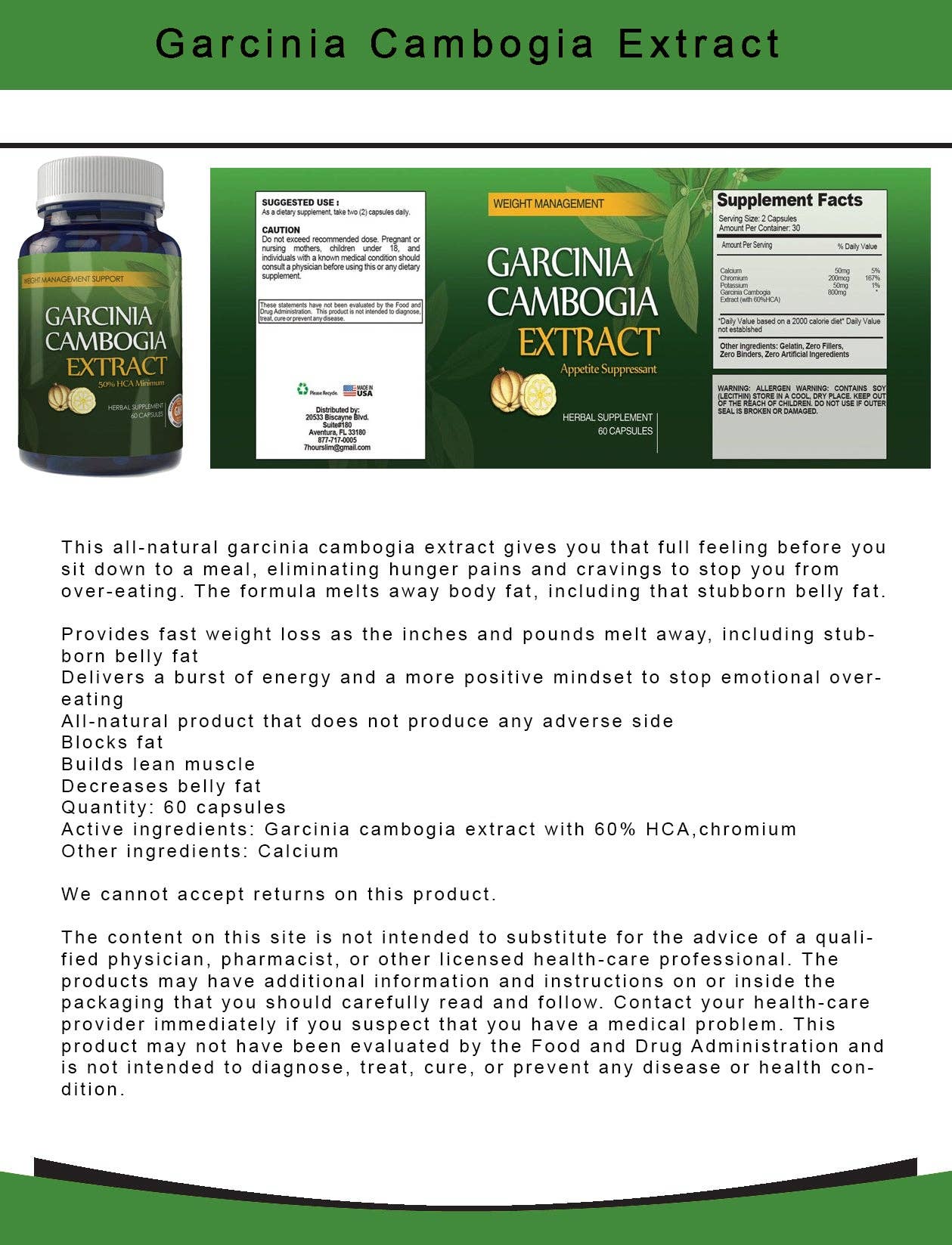 Totally Products - Wholesale Oral Supplement/Vitamin - Garcinia Cambogia 800mg HCA Natural Appetite Suppressant (60 capsules)2