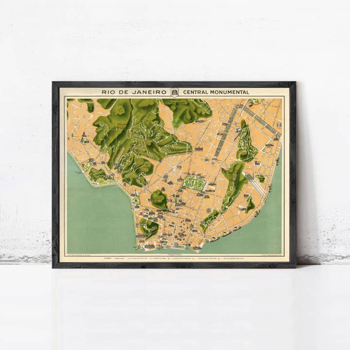 Old Map of Rio de Janeiro Brazil 1914 Vintage Map | Wall Map Print for wholesale by OldCityPrints - Old Maps and Posters