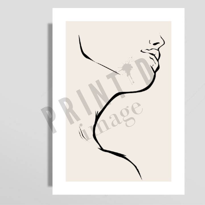PRINTD image - Venta al por mayor Ilustración - Dibujo lineal mínimo, póster de arte lineal beige, decoración moderna