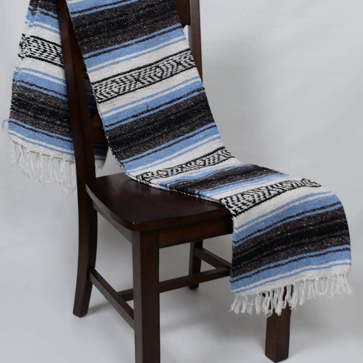 West Path - Wholesale Throw Blanket - Light Blue Mexican Falsa Blanket