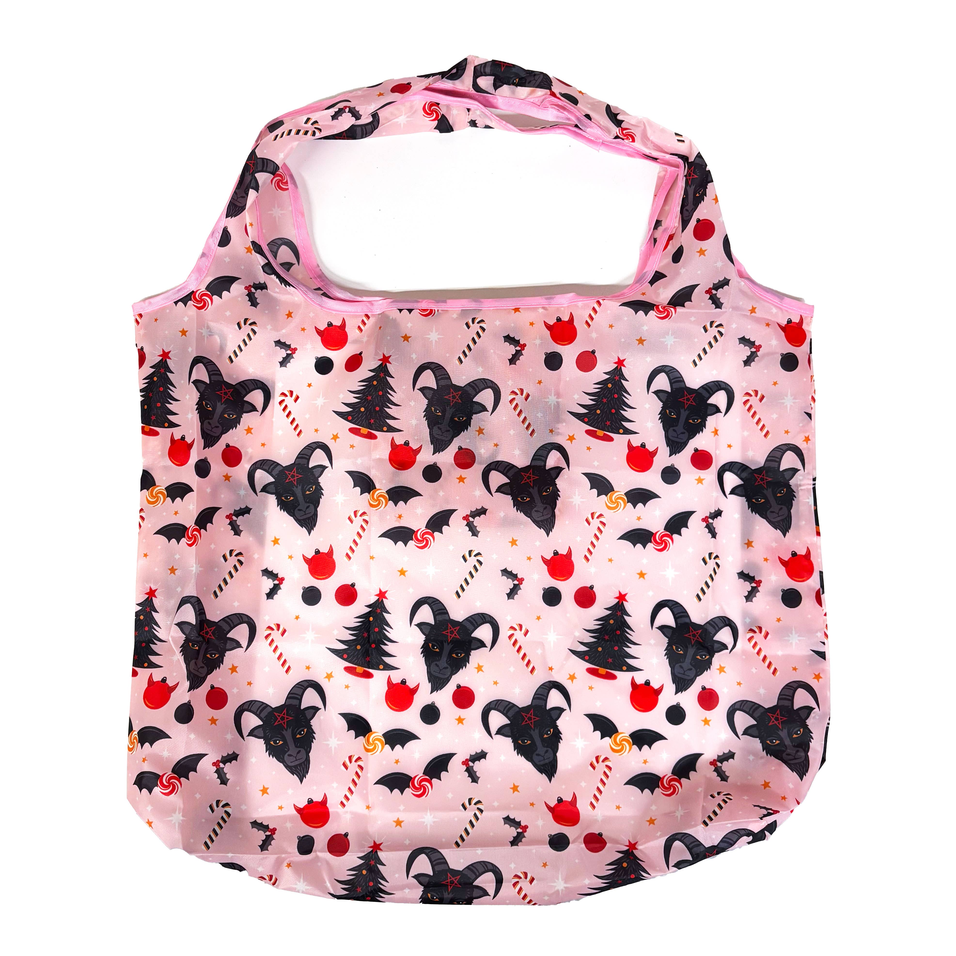 Krystan Saint Cat - Wholesale Grocery/Shopping Bag - Black Phillip Satanic Christmas Fold-Up Reusable Grocery Bag3