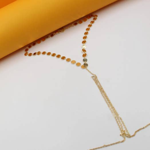 Minimalist Body Chain With Neck Round Discs (XX10) for wholesale by MIA Jewelry