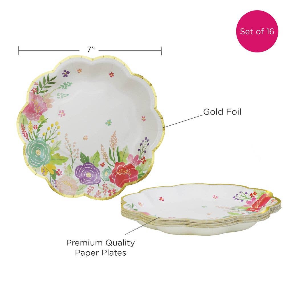 Kate Aspen - Vente Assiette jetable - Assiettes en papier premium Garden Blooms 18 cm (lot de 16)5