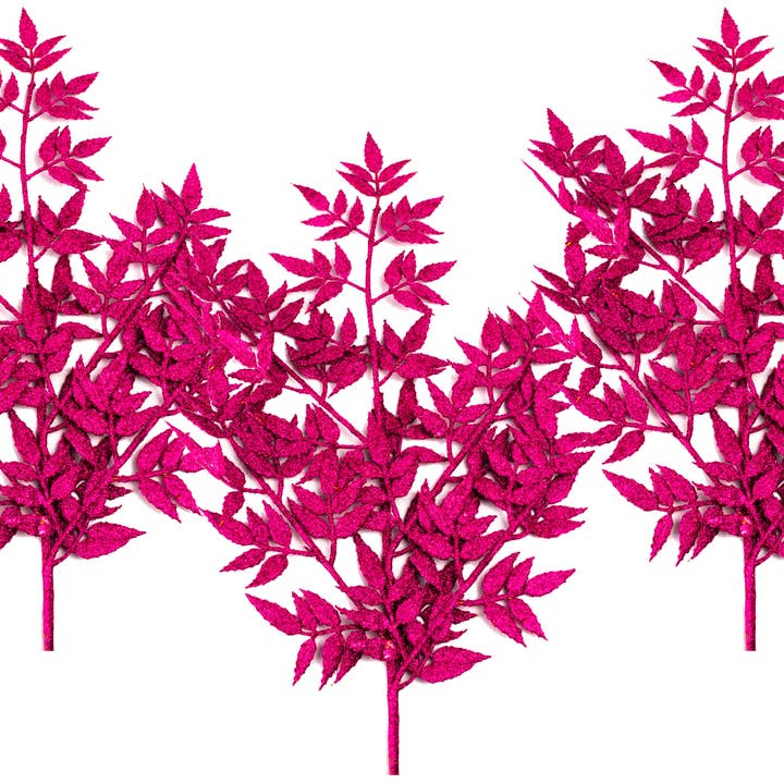 3 Pack of 34" Pink Leaf Picks with Glitter Enhancements for wholesale by Winterland Inc.