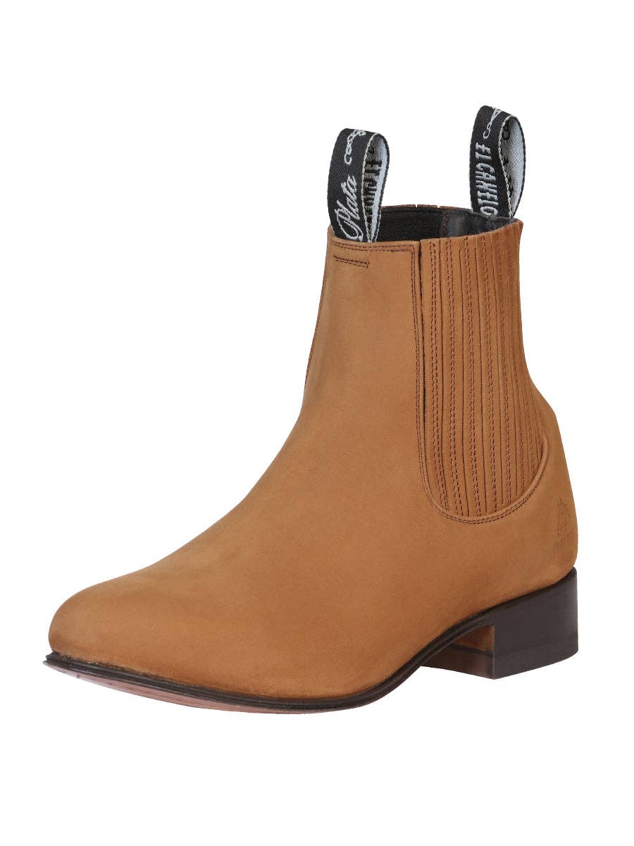 J&J WESTERN WEAR - Wholesale Cowboy Boots - Women's - El Canelo Charro Ankle Boot - Nobuck Topo Cowhide Leather 231