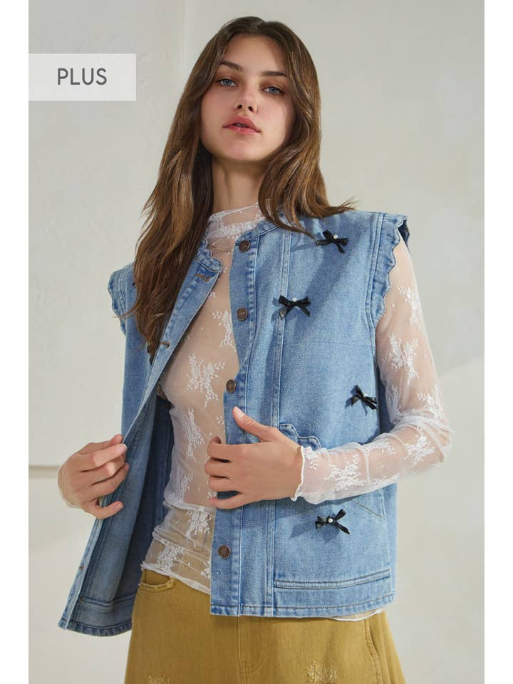 Plus Acid Washed Denim Vest for wholesale on Faire