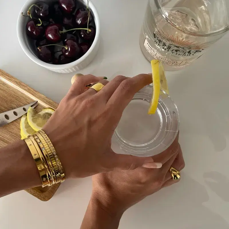 Sweet Cherry Sky - Wholesale Bangle Bracelet - Minimalist Gold Plated Stainless Steel Bracelet Bangle Cuff8