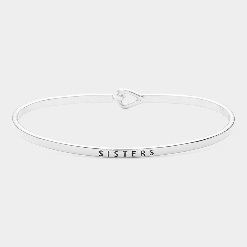 Sensibling Corp. - Wholesale Bangle Bracelet - Sisters Brass Thin Metal Hook Bracelet
2