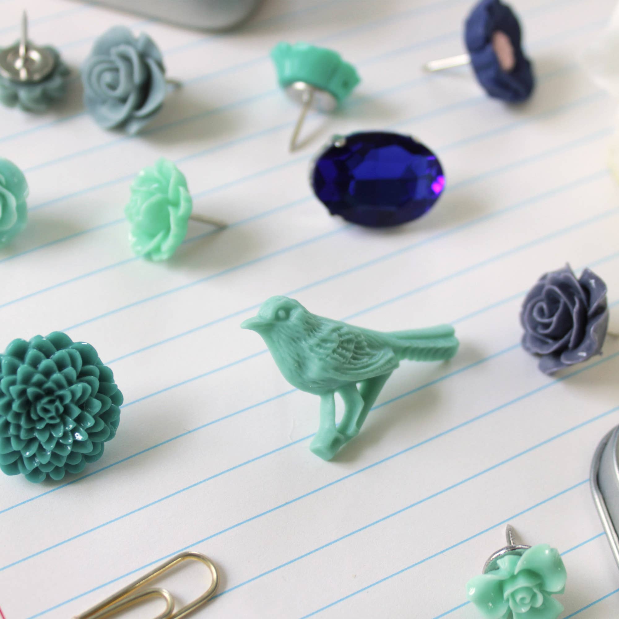 Merry Alchemy - Vendita all'ingrosso Puntine - Set puntine da disegno fiore blu4