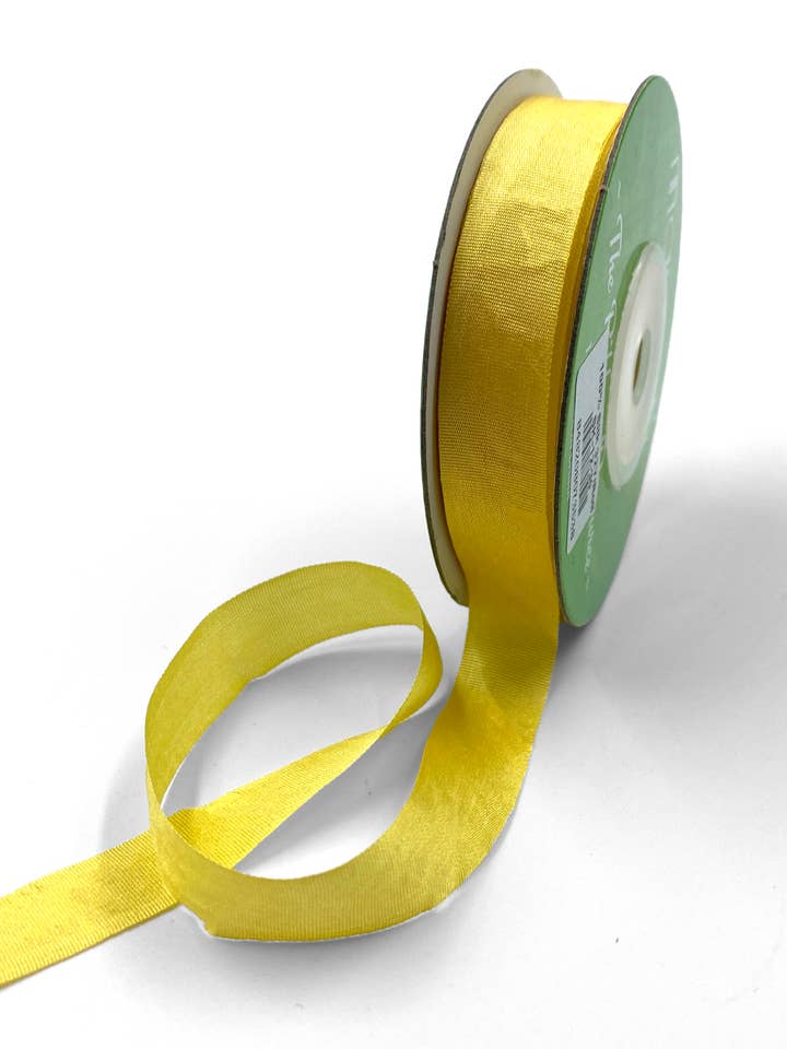 1/2" Lemon Hand-Dyed Woven 100% Silk Ribbon for wholesale by May Arts Ribbon