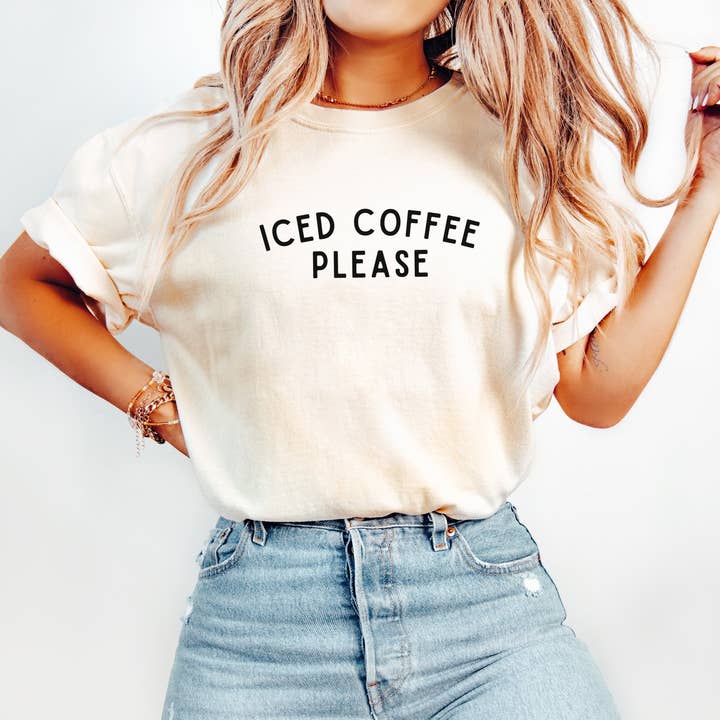 P E T I T R U E – Engroshandel T-shirt med print - Dame – Iced Coffee Lover Skjorte Sommer-T-shirt Spring Graphic Tee0
