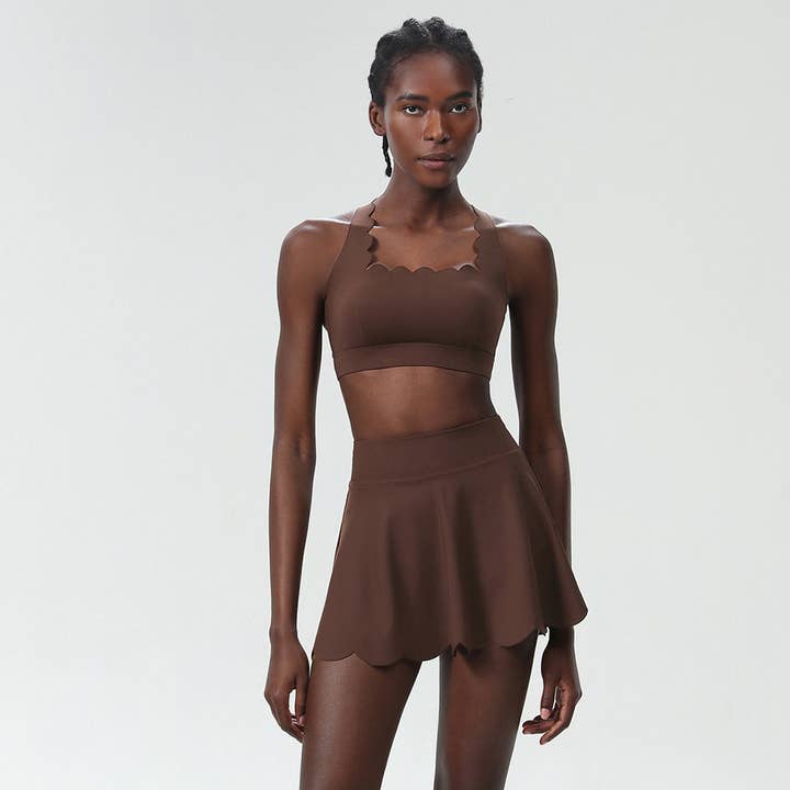 Sodalemon - Wholesale Activewear Set - Women's - Women Seamless Quick-Dry Set Strappy Bra & A-Line Skirt2