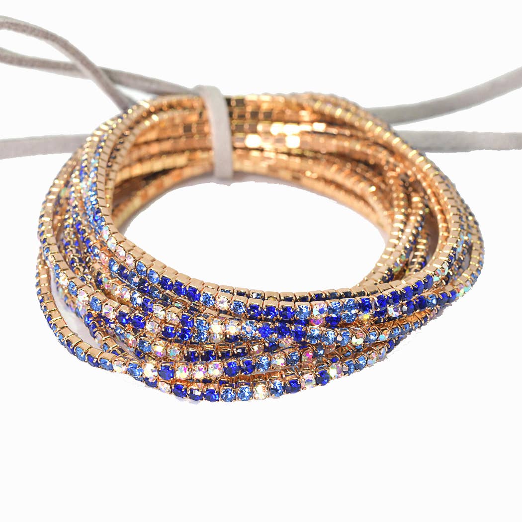 SOPHIA WHOLESALE - Wholesale Jewelry Set - Pave rhinestone multi layered stretch bracelet set8