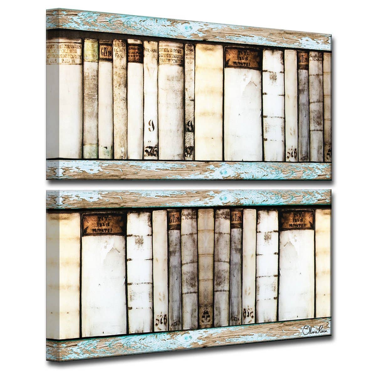 Ready2hangart, Inc. - Wholesale Gallery Wall Set - Vintage Bookshelf' by Olivia Rose 2-PC Canvas Art Set1