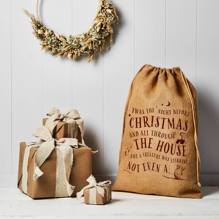 Tillyanna – wholesale Gift sack – Christmas Hessian Sack - Large - Night Before 1