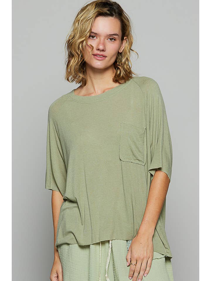 Pol Clothing - Wholesale Knit top – Women's - Vintage Washed Relaxed Fit Jersey Top Everyday Tee SALE41