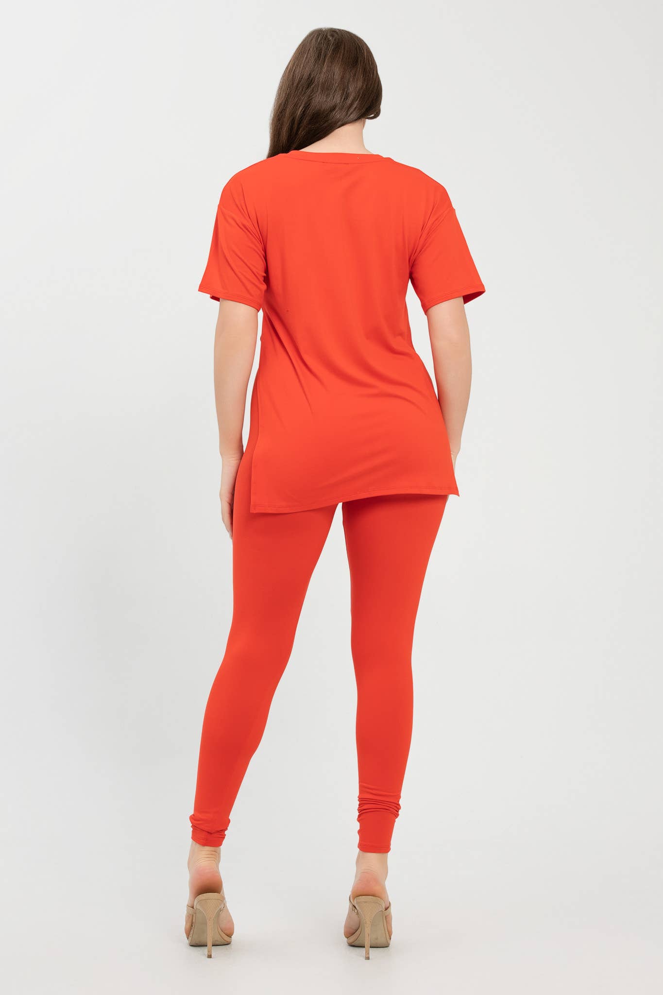 Julia by LoveJ - Wholesale Top & Pant Set (NOT Loungewear) - Women's - V Neck Side Slits Basic Top And Leggings Set2