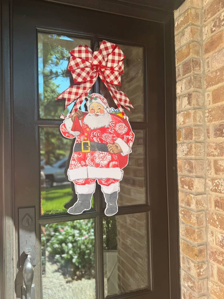 Kris Kringle with Red Chinoiserie Suit Door Hanger for wholesale by Home Themed Home