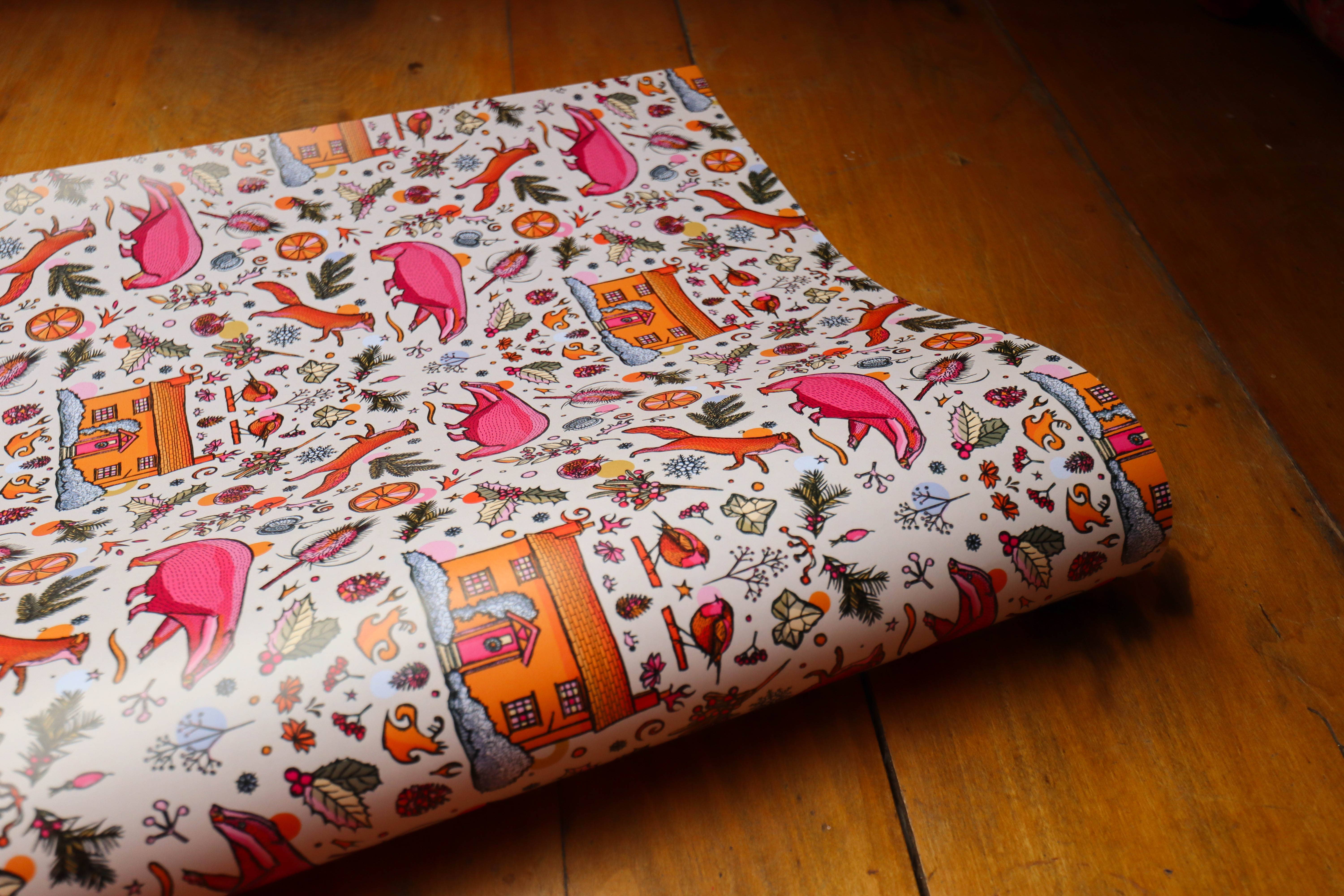 Freya Niamh - Wholesale Flat Wrap - Winter Woodland Christmas Wrapping Paper4