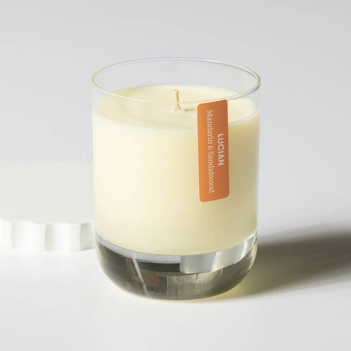 Mandarine & Sandelholz Glaskerze für den Großhandel von Lucian Candles