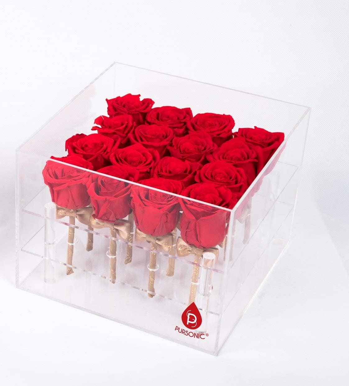 Pursonic - Wholesale Artificial flowers - 100% Natural 16 Preserved Roses Lasts at Least 1 Year! Red