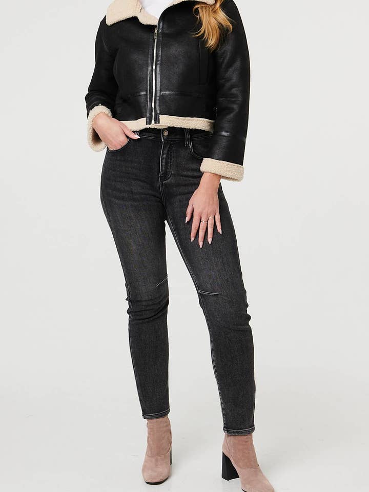 Faux Suede Textured Trim Cropped Jacket
for wholesale by Stellalondon