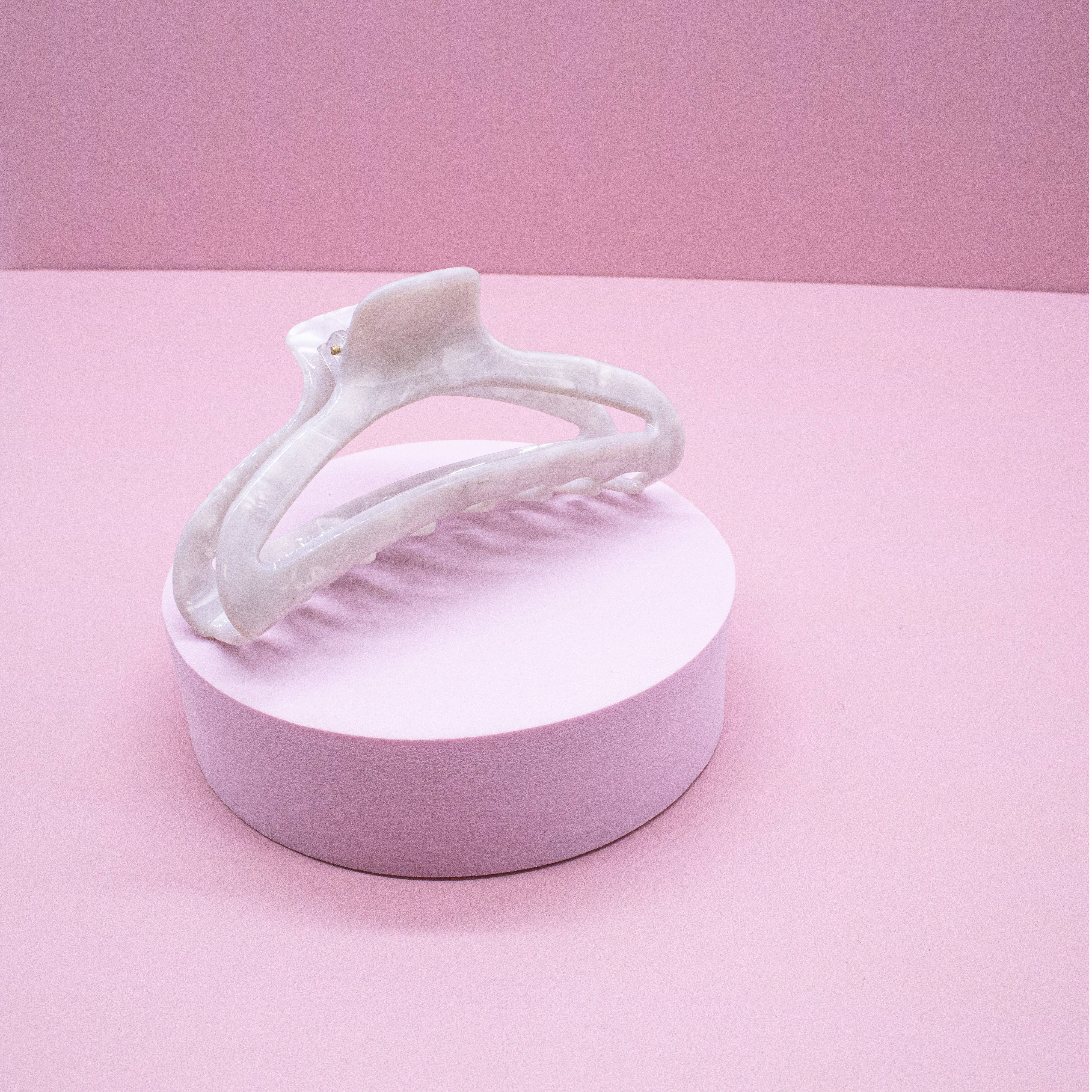 Frog Sac - Vente Pince à cheveux – femme - Pince à cheveux ronde écaille de tortue moyenne - Blanc5