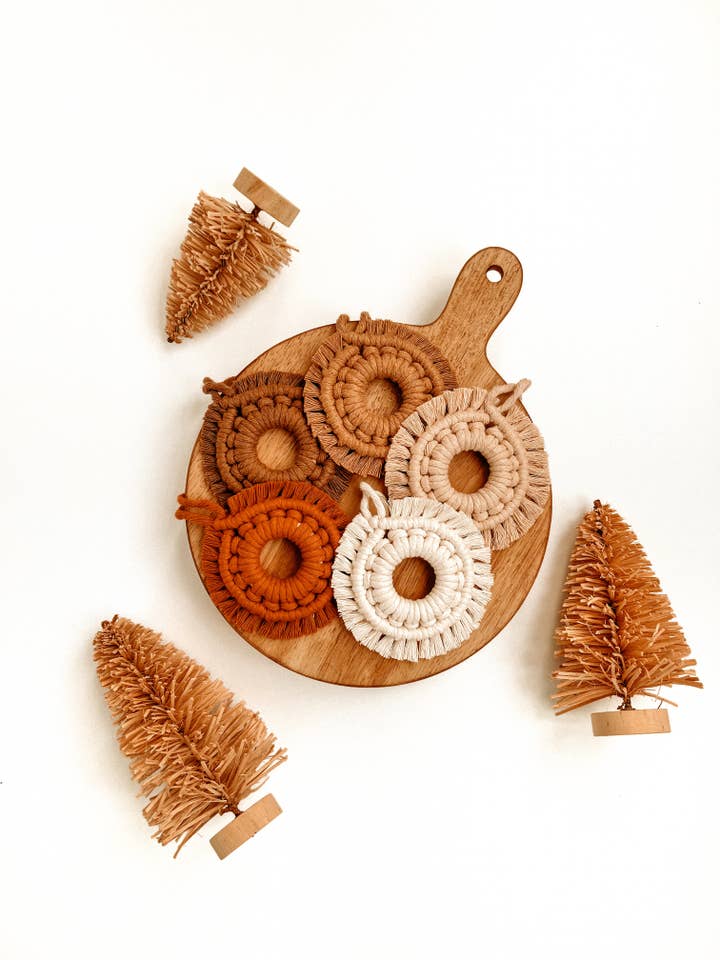 Macrame Ornament | Christmas Wreath | Boho Holiday Decor for wholesale by Meraki The Studio Co.