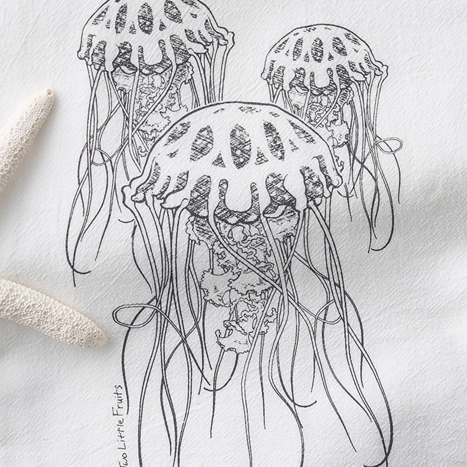 Two Little Fruits - Wholesale Tea Towel - Custom Jellyfish Tea Towels – Sea Life Kitchen Decor1