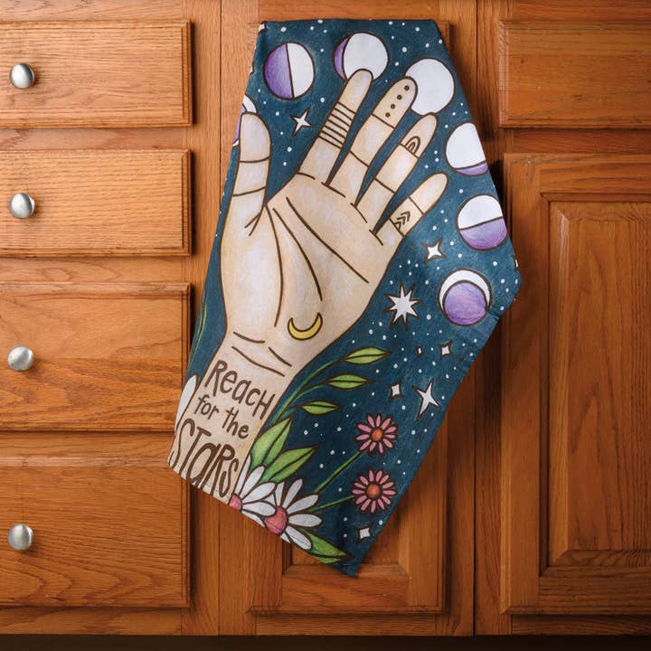 Primitives by Kathy - Wholesale Tea Towel - Reach For The Stars Celestial Kitchen Towel