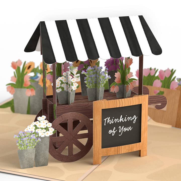 Thinking of You Flower Cart 5x7'' Card, Pop-Up Cards for wholesale by Lovepop Cards