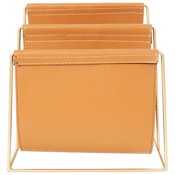 UMA Home Decor - Wholesale Magazine Rack - Modern Orange Leather Magazine Holder