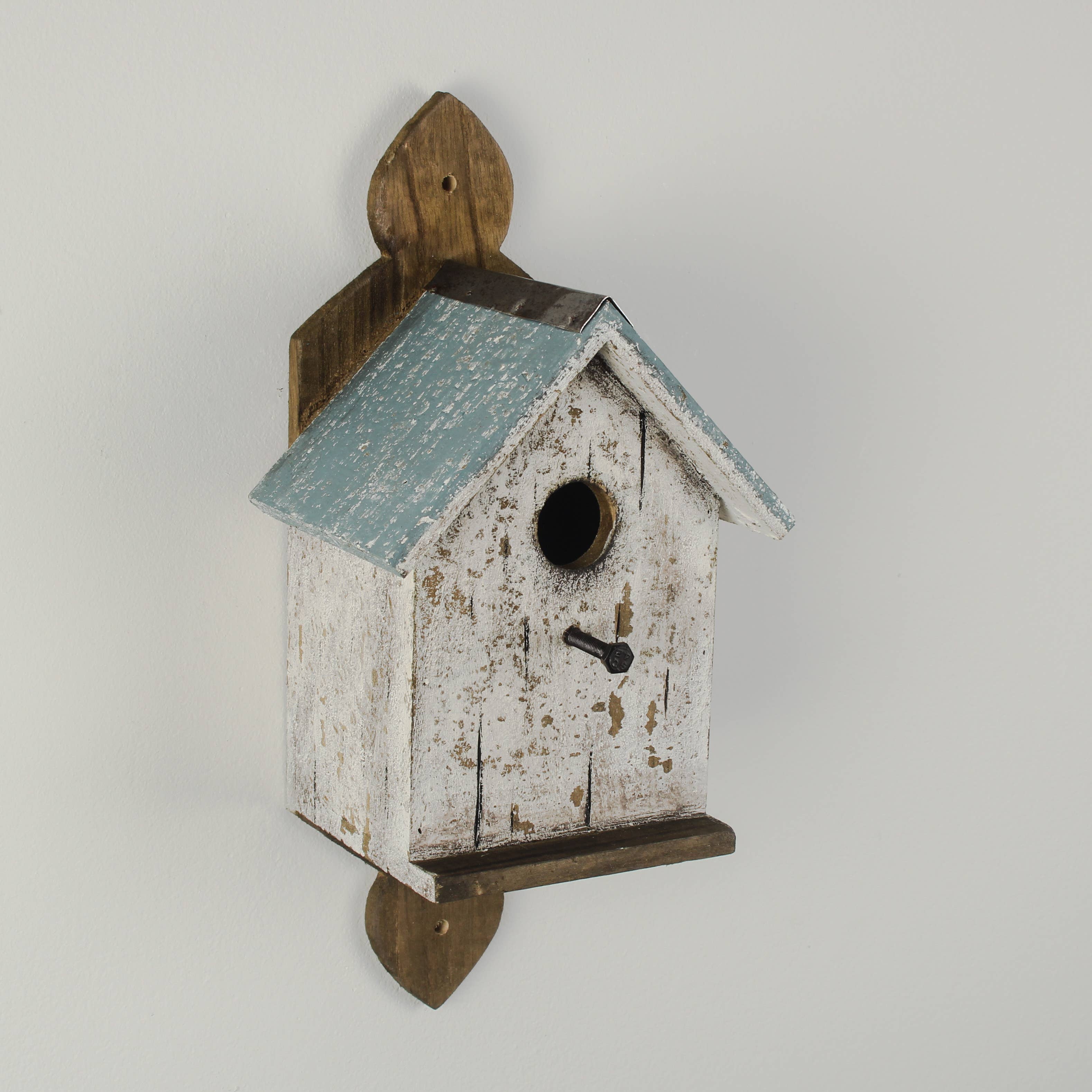 Originals International Ltd - Wholesale Bird House - White Bird House with Blue Roof on Plaque4
