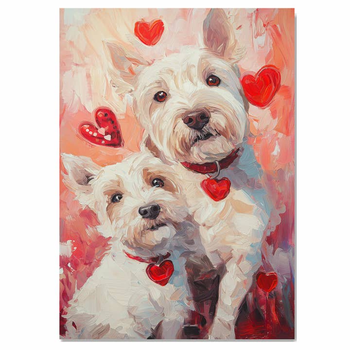 Westie Couple Red Hearts Romantic Gift Flat Rolled Canvas for wholesale by Art Paradise Studios