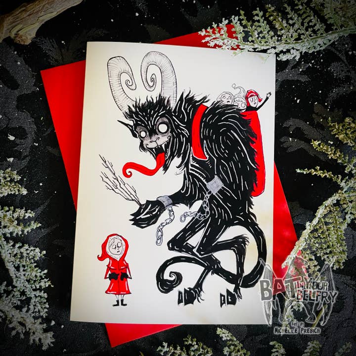 Bat In Your Belfry - Wholesale Christmas Card - Krampus and Children Christmas Card
