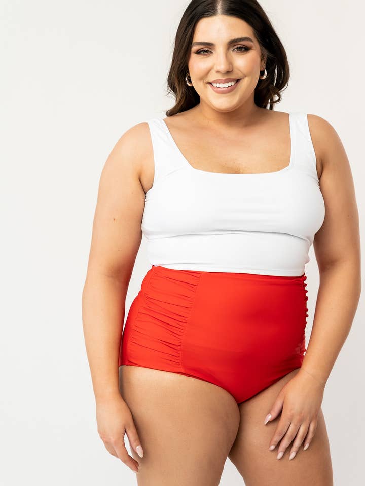 Weißes Badeoberteil mit quadratischem Ausschnitt für den Großhandel von Coral Reef Swim