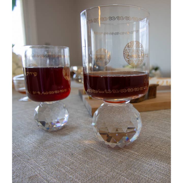 AULICA - Wholesale Wine Glass - Round diamond-stem kiddush cup with saucer2