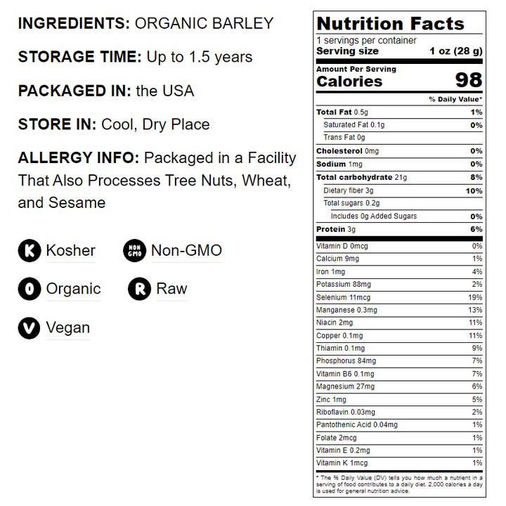 Food To Live - Wholesale Flour - Organic Barley Flour – Stone Ground from Whole Hulled Barley2