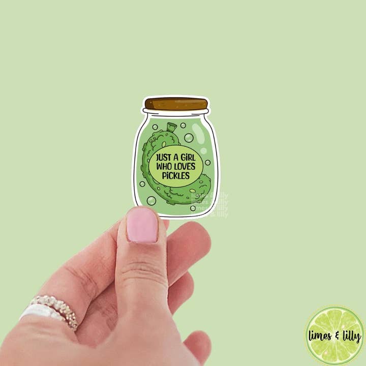 Bara en tjej som älskar inlagda gurkor burk vinylklistermärke | Bokklistermärke | Bokälskande klistermärken | Kindle-klistermärken | Bokälskare | Trendiga klistermärken för wholesale av Limes & Lilly