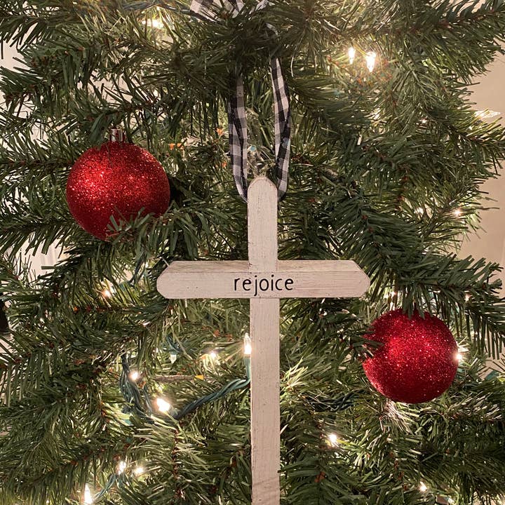 Joshua Jar – Großhandel Verzierung – Weihnachtsschmuck „Rejoice Cross“, rustikal1
