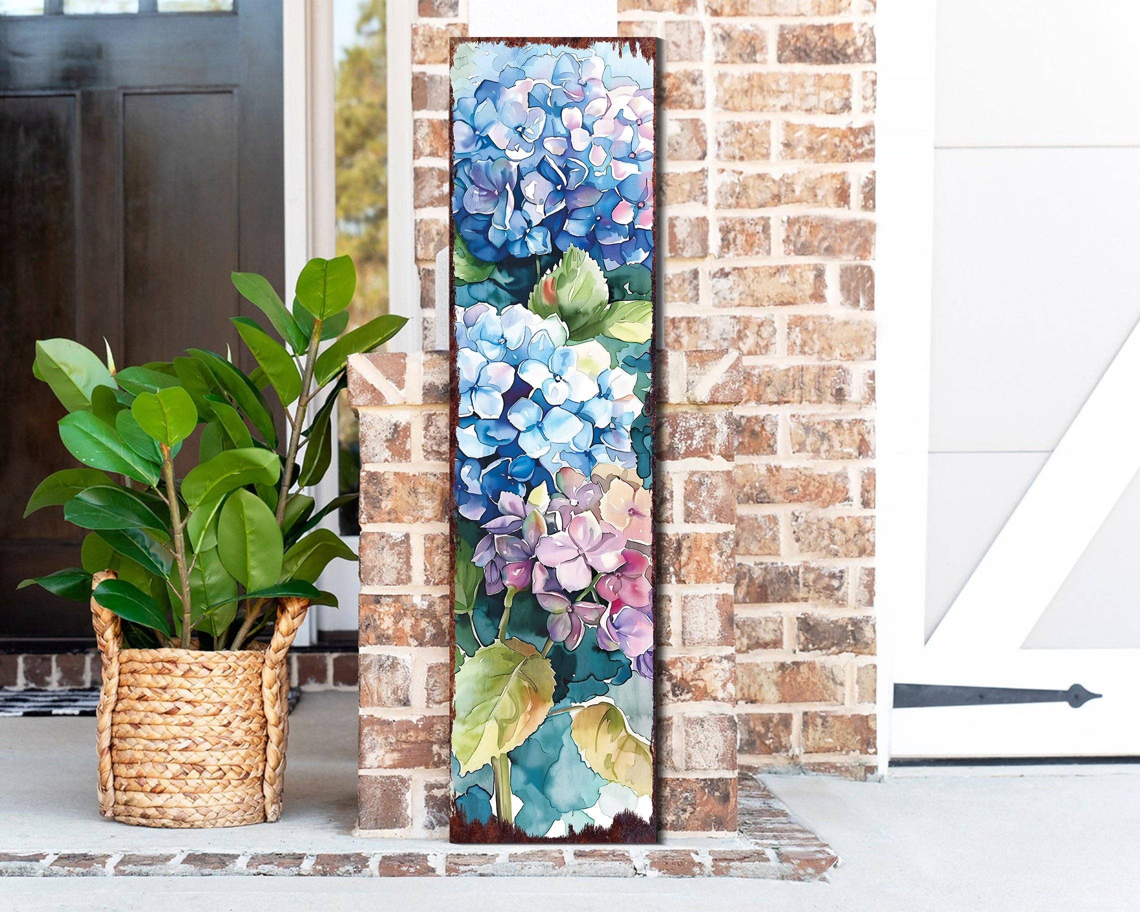 TX USA Corporation - Wholesale Sign - Elegant Spring Hydrangea Porch Sign | Watercolor Floral Home Decor2